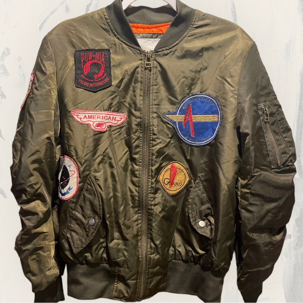 ** Uncle Ralph UNISEX Nylon Flight Jacket with Patches ***👍